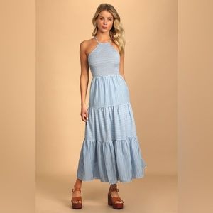 Lulu's Blue Striped Maxi Dress